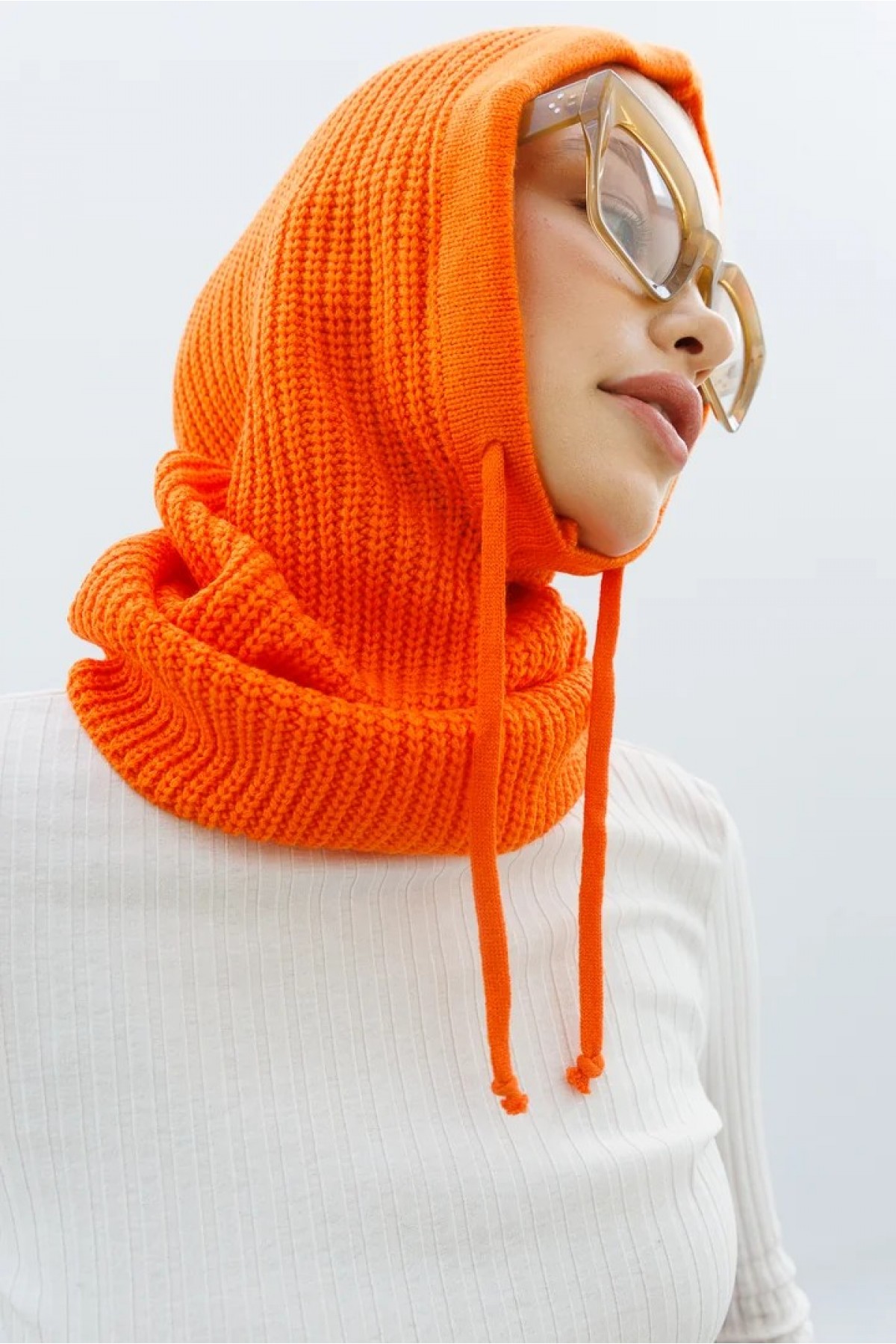 Balaclava Triko Başlık - Turuncu