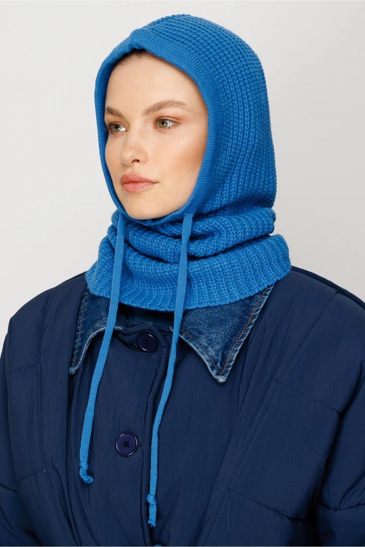 Balaclava Triko Başlık - İndigo
