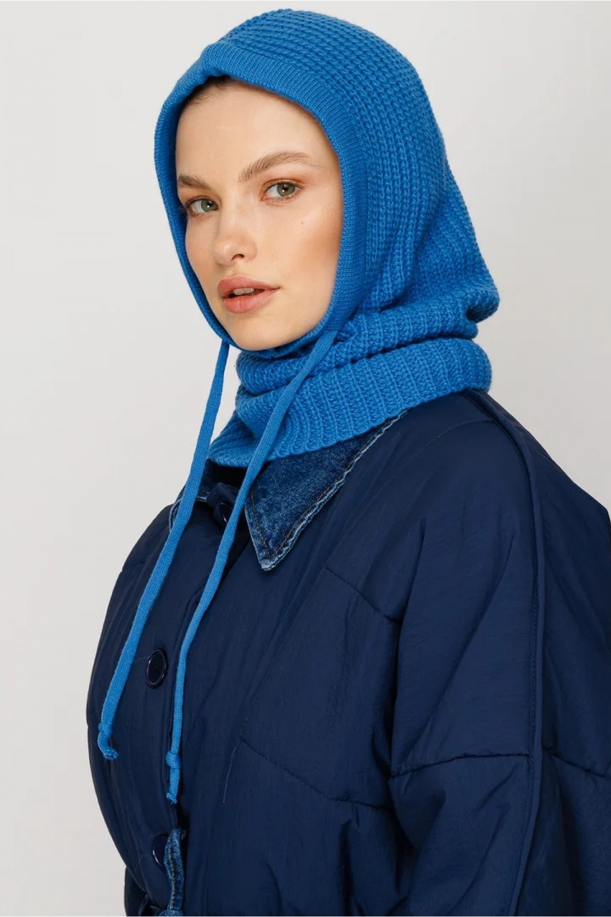 Balaclava Triko Başlık - İndigo