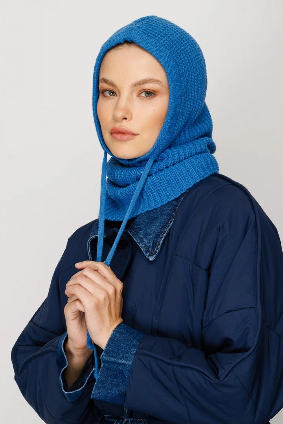 Balaclava Triko Başlık - İndigo