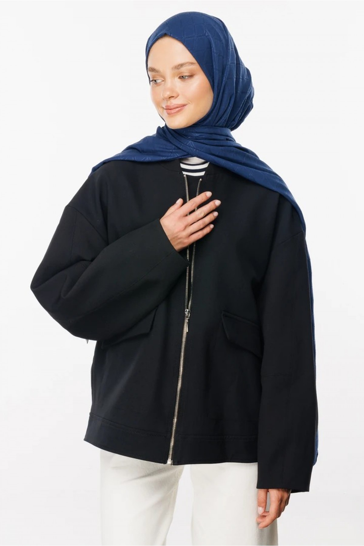 Bambu Jakar Şal - Lacivert