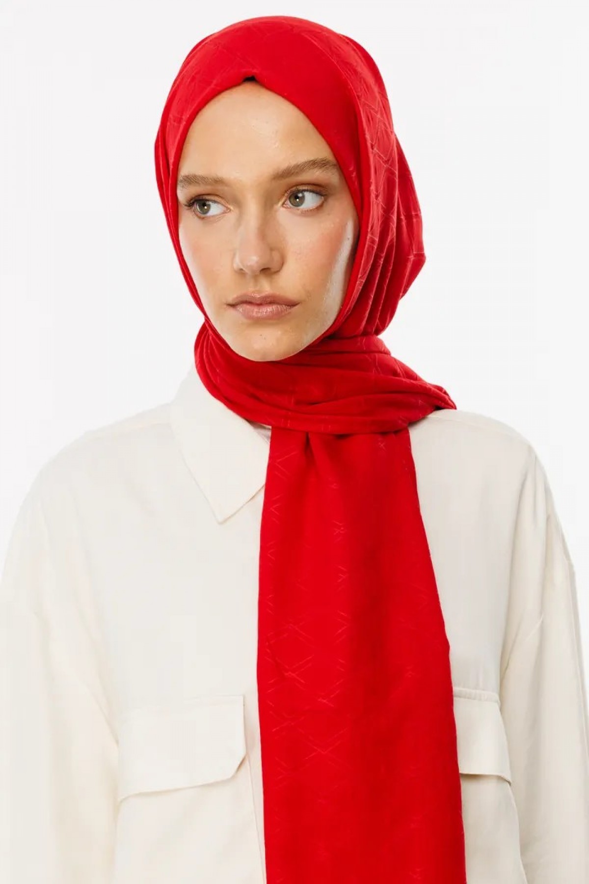 Bambu Jakar Şal - Kırmızı