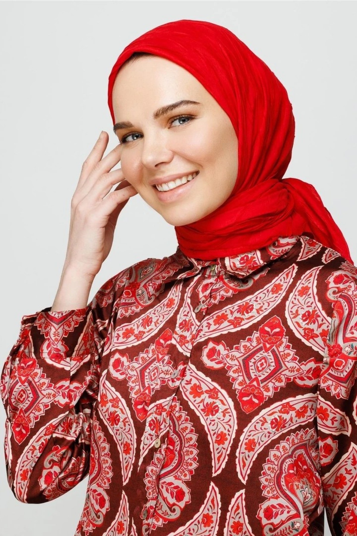 Piliseli Bambu Eşarp - Kırmızı