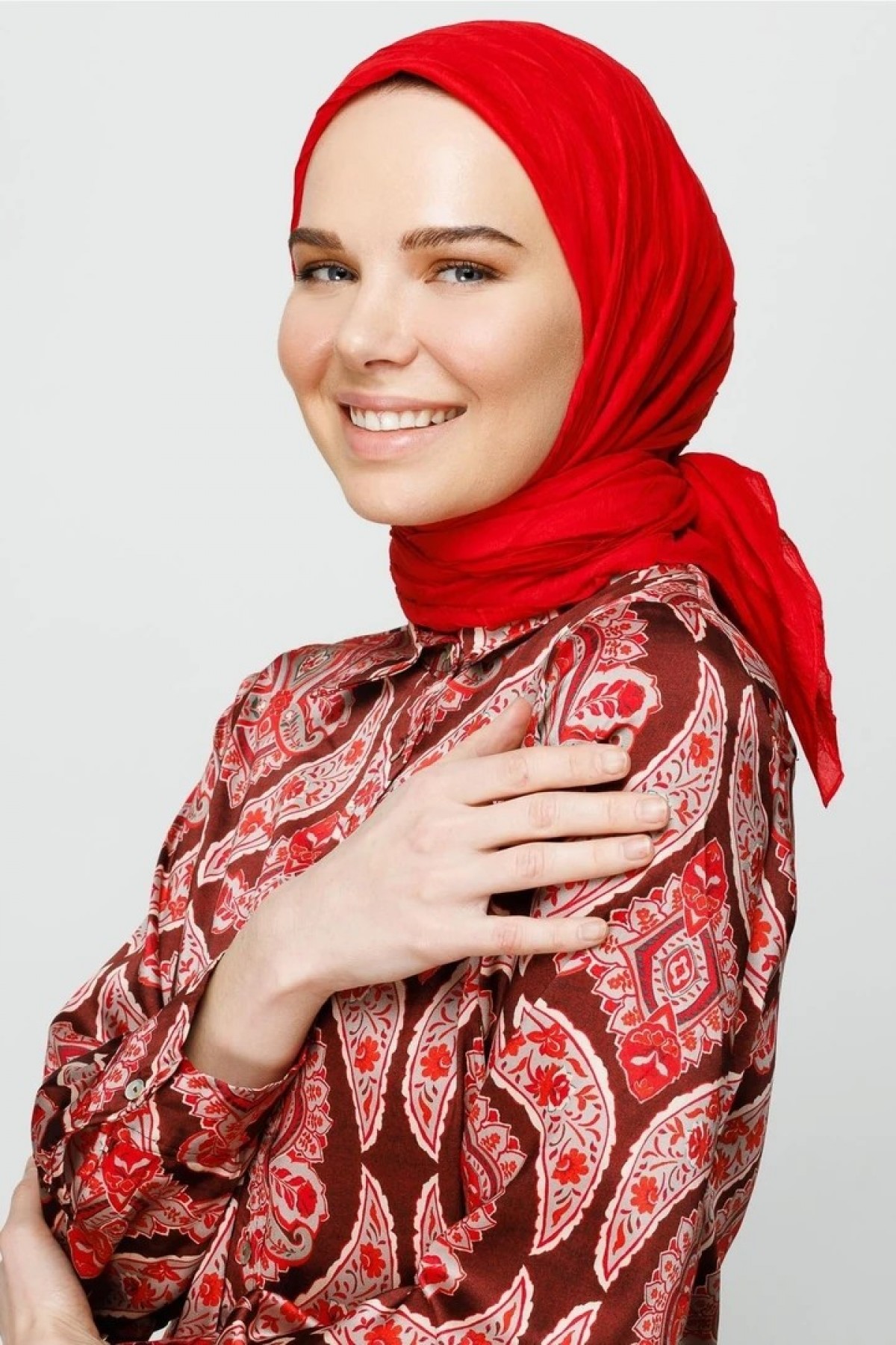 Piliseli Bambu Eşarp - Kırmızı