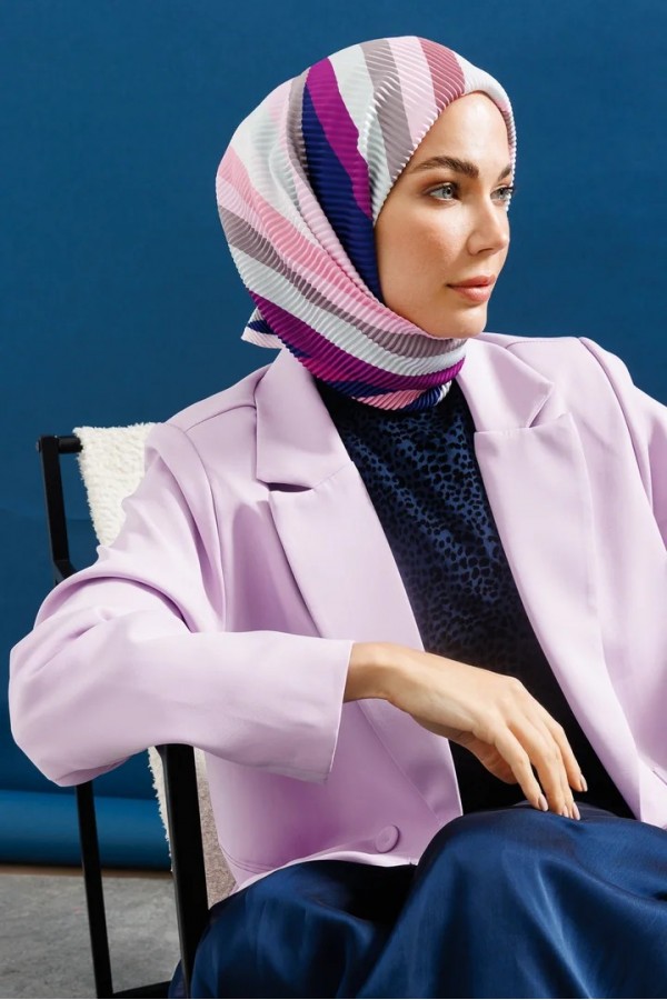 Women's Long Dress with Polo Collar and Scarf Detail, Relaxed Fit – 12666ELB