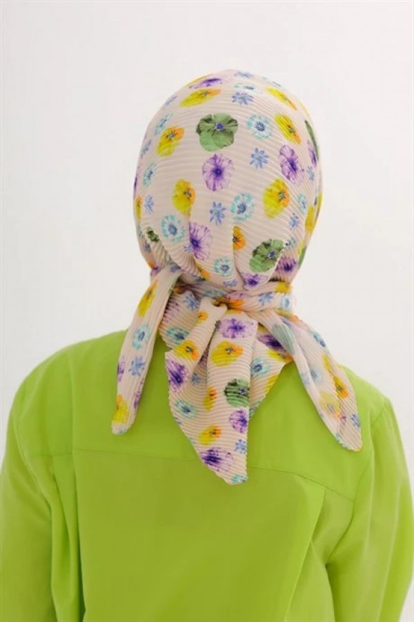 Efsun Pattern Pleated Scarf 