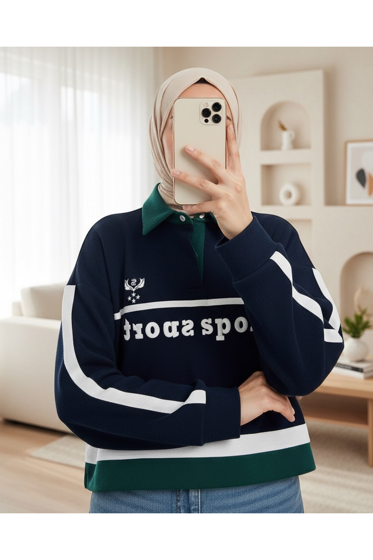 Kadın Nakış Detaylı Garnili Sweatshirt  - 31584SWT