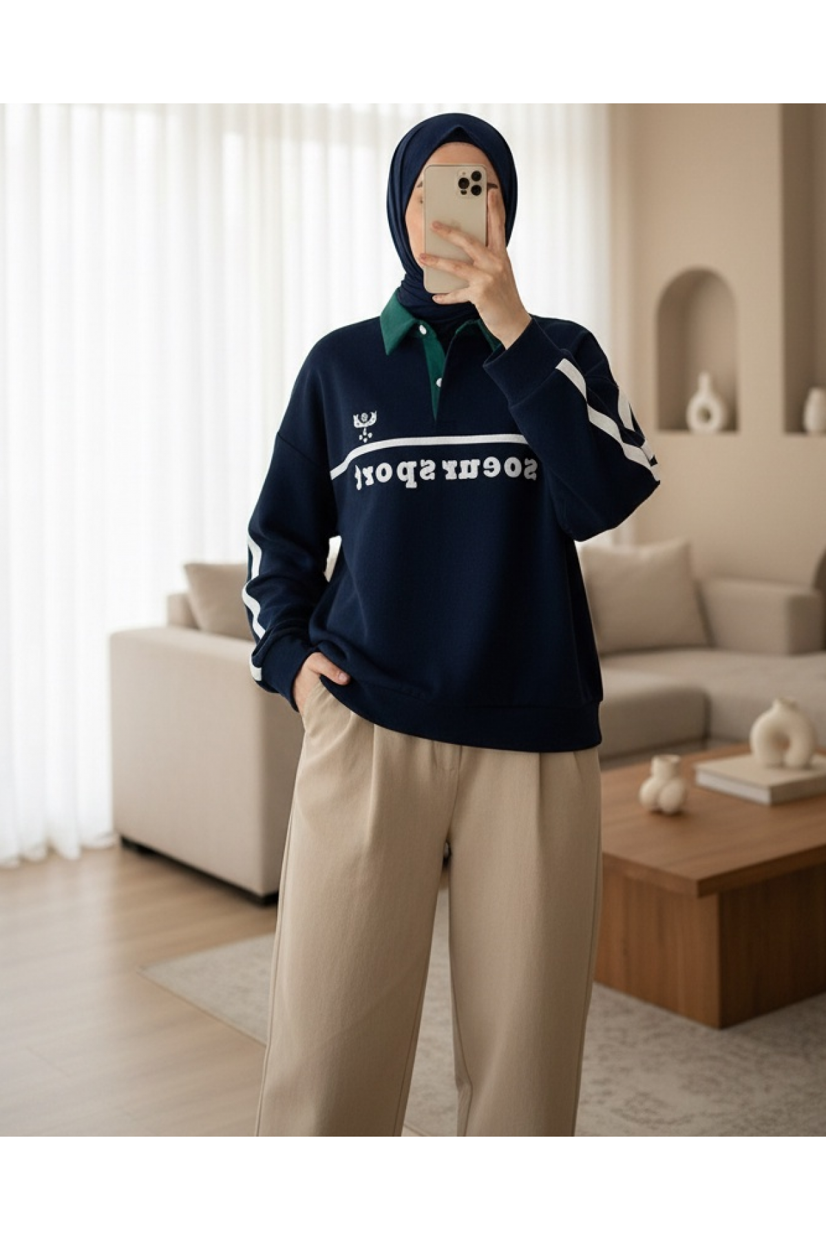 Kadın Nakış Detaylı Garnili Sweatshirt  - 31584SWT