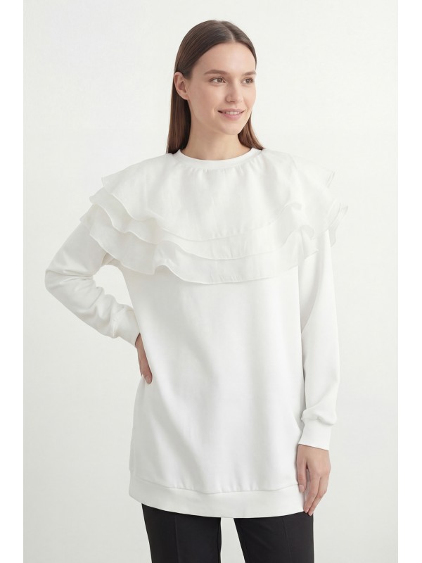 Women's Layered Long Tunic with Ruffle Detail – 10770TUN