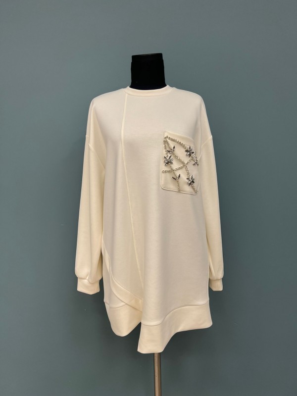 Women's Stone Embellished Asymmetrical Tunic – 10781TUN