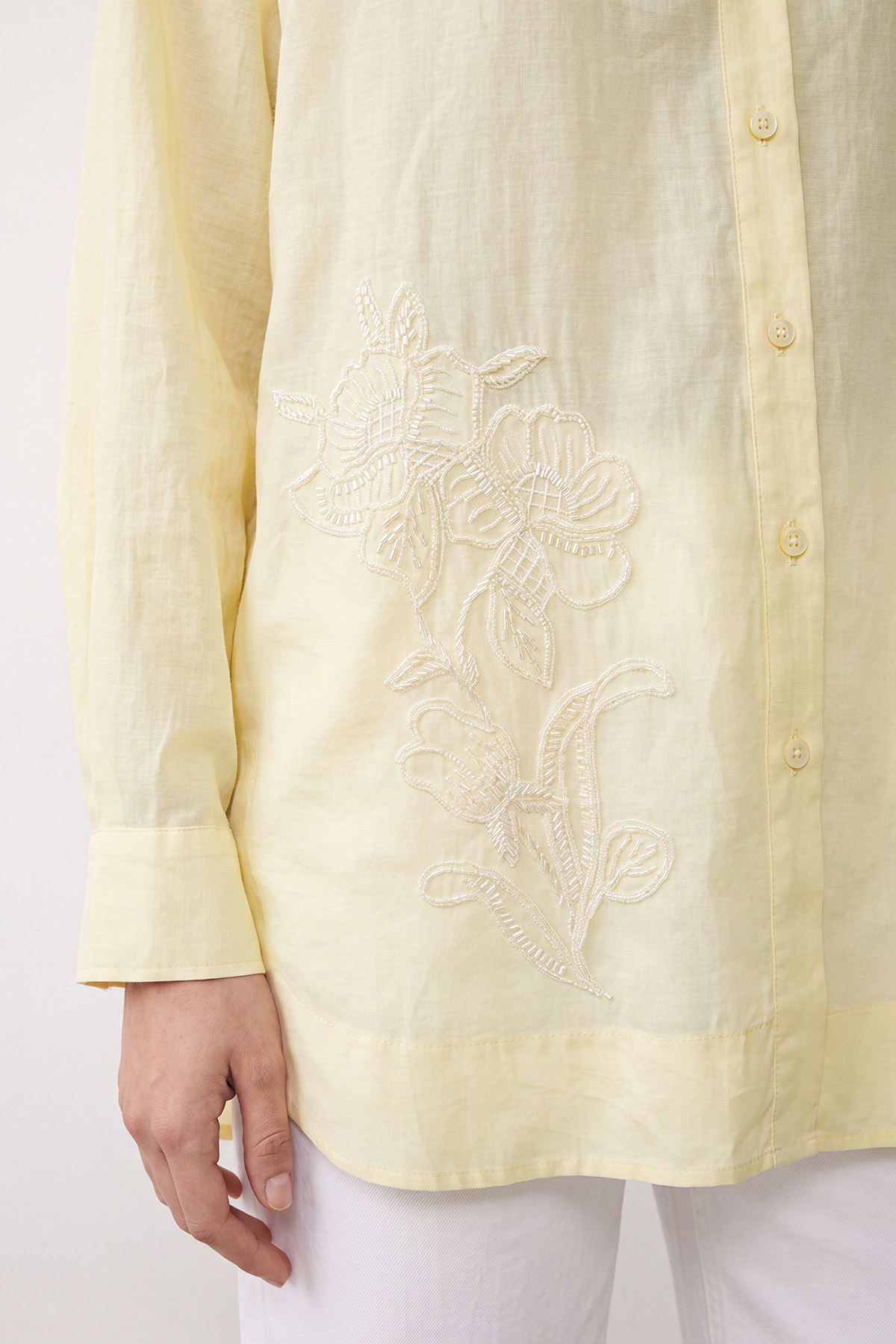 Embroidered Long-Sleeved Woven Shirt