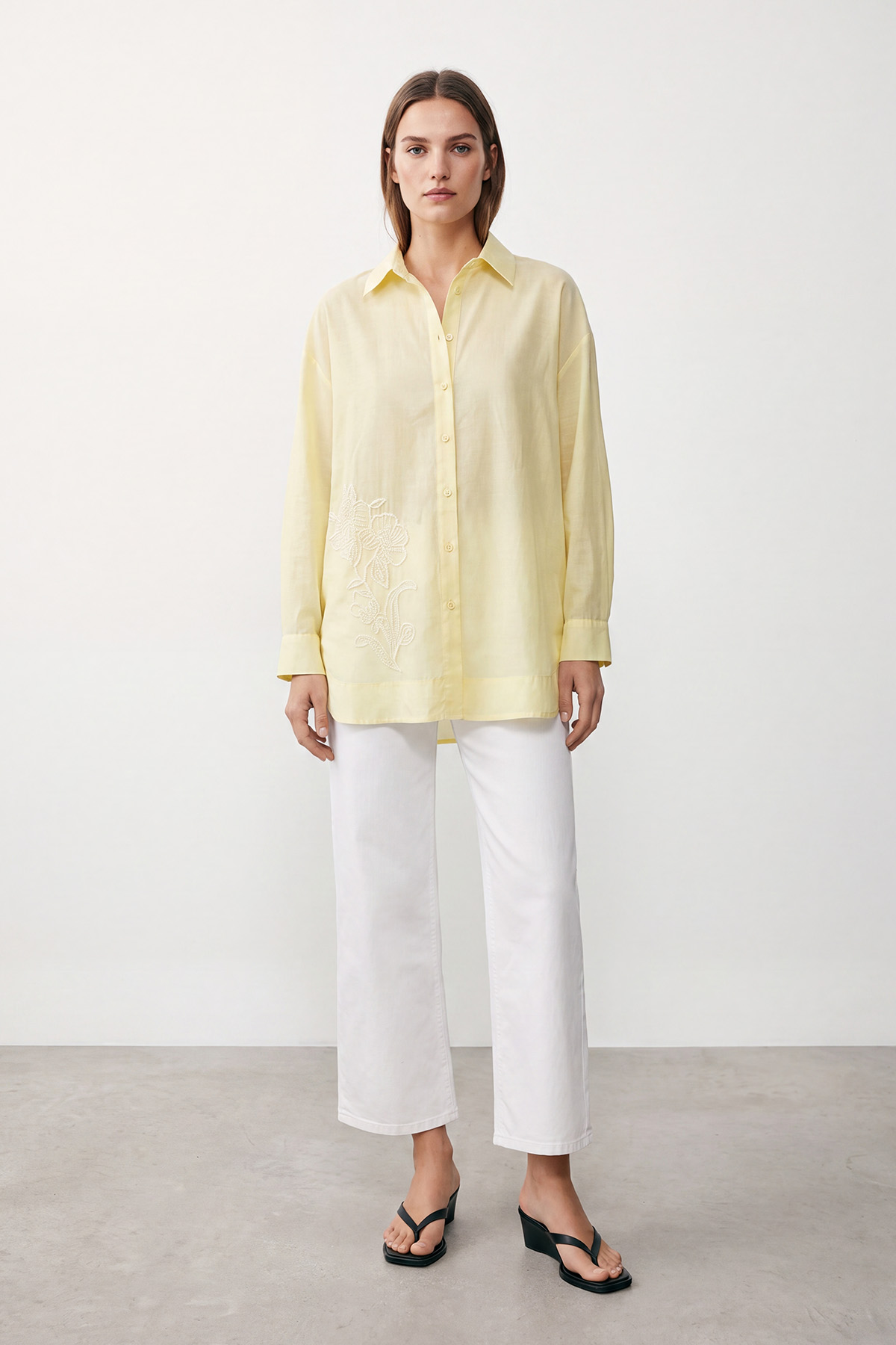 Embroidered Long-Sleeved Woven Shirt