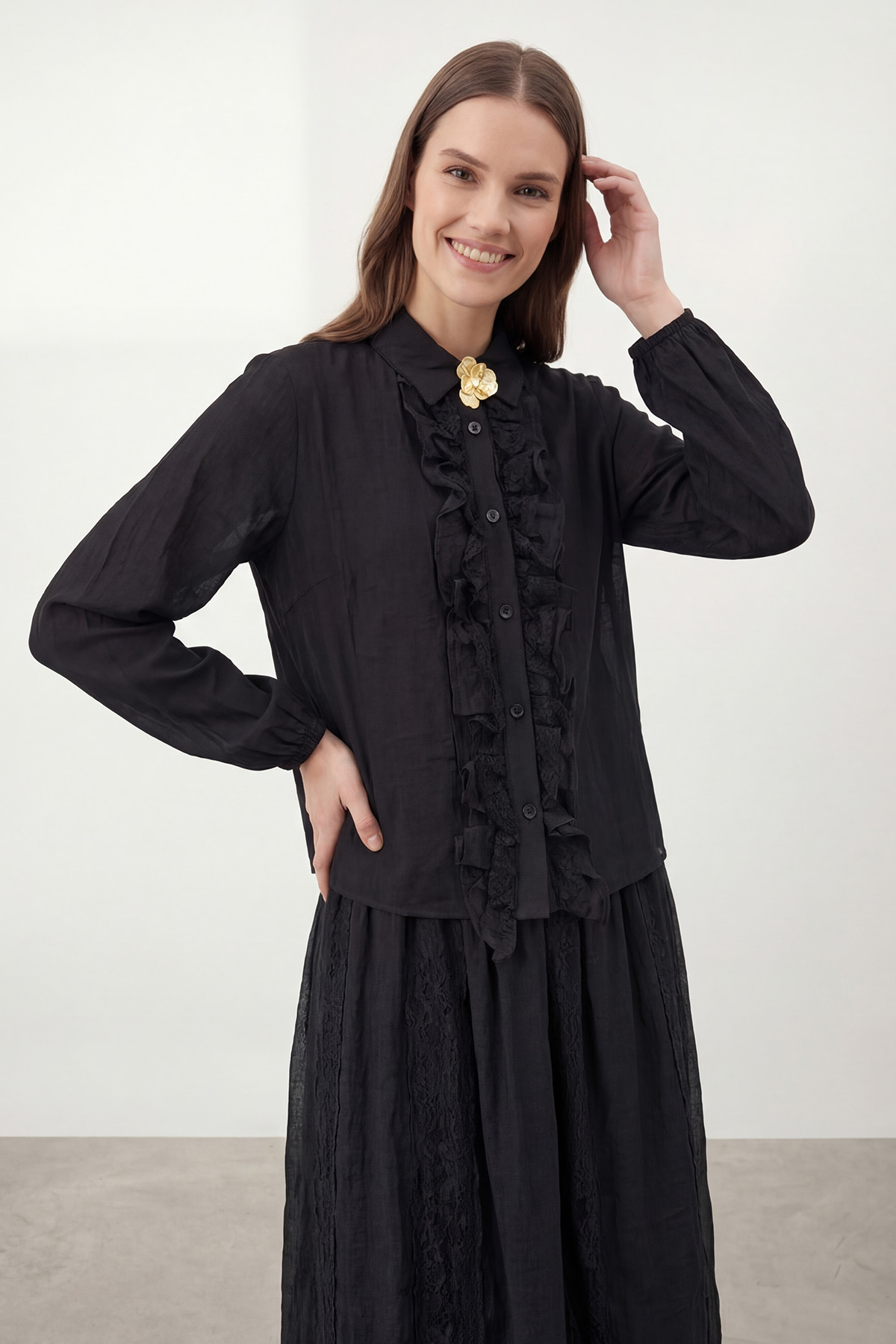 Kadın Dantel Tül Detaylı Etekli Takım – 14467TKS