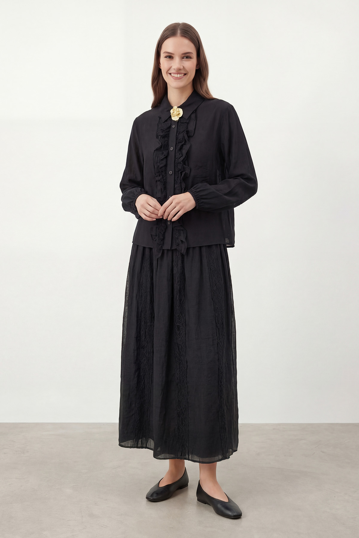 Kadın Dantel Tül Detaylı Etekli Takım – 14467TKS