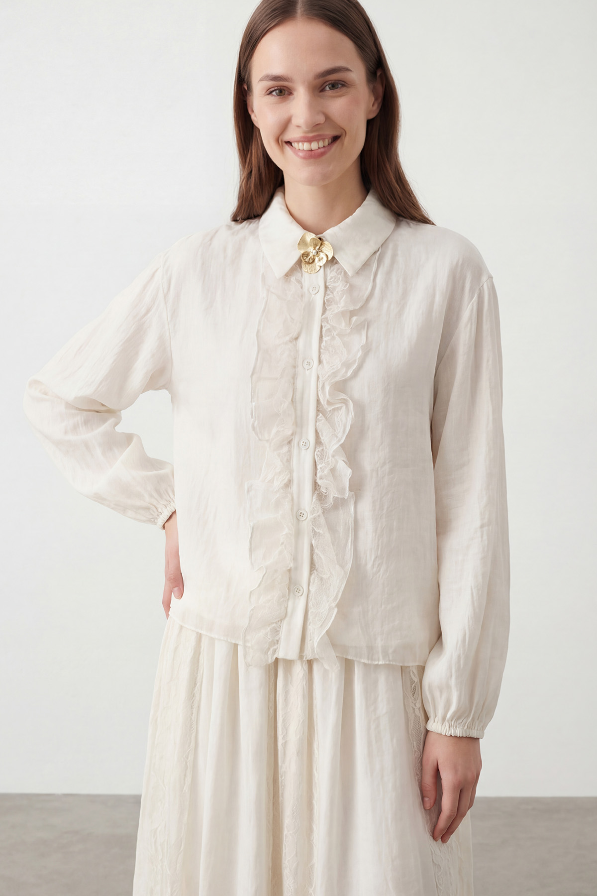 Kadın Dantel Tül Detaylı Etekli Takım – 14467TKS