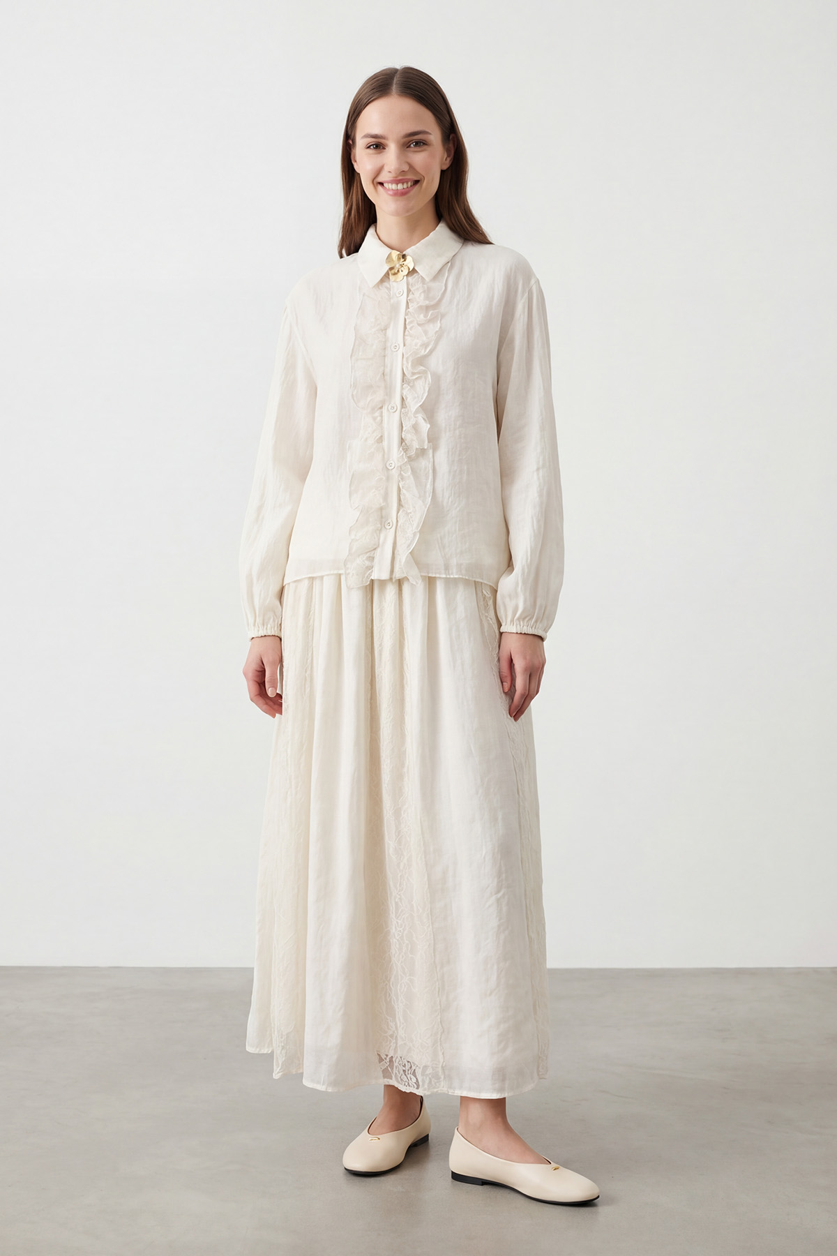 Kadın Dantel Tül Detaylı Etekli Takım – 14467TKS