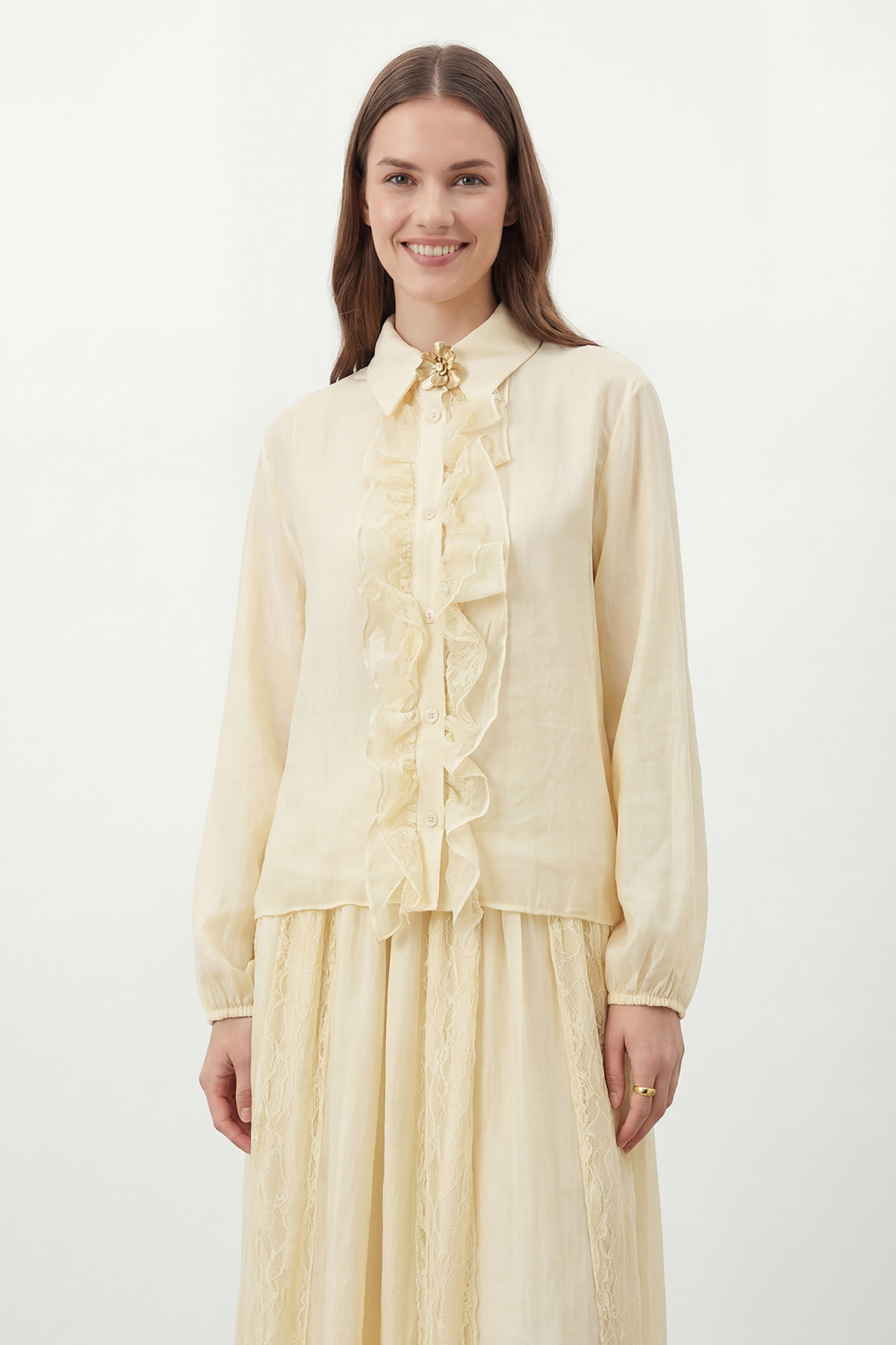 Kadın Dantel Tül Detaylı Etekli Takım – 14467TKS