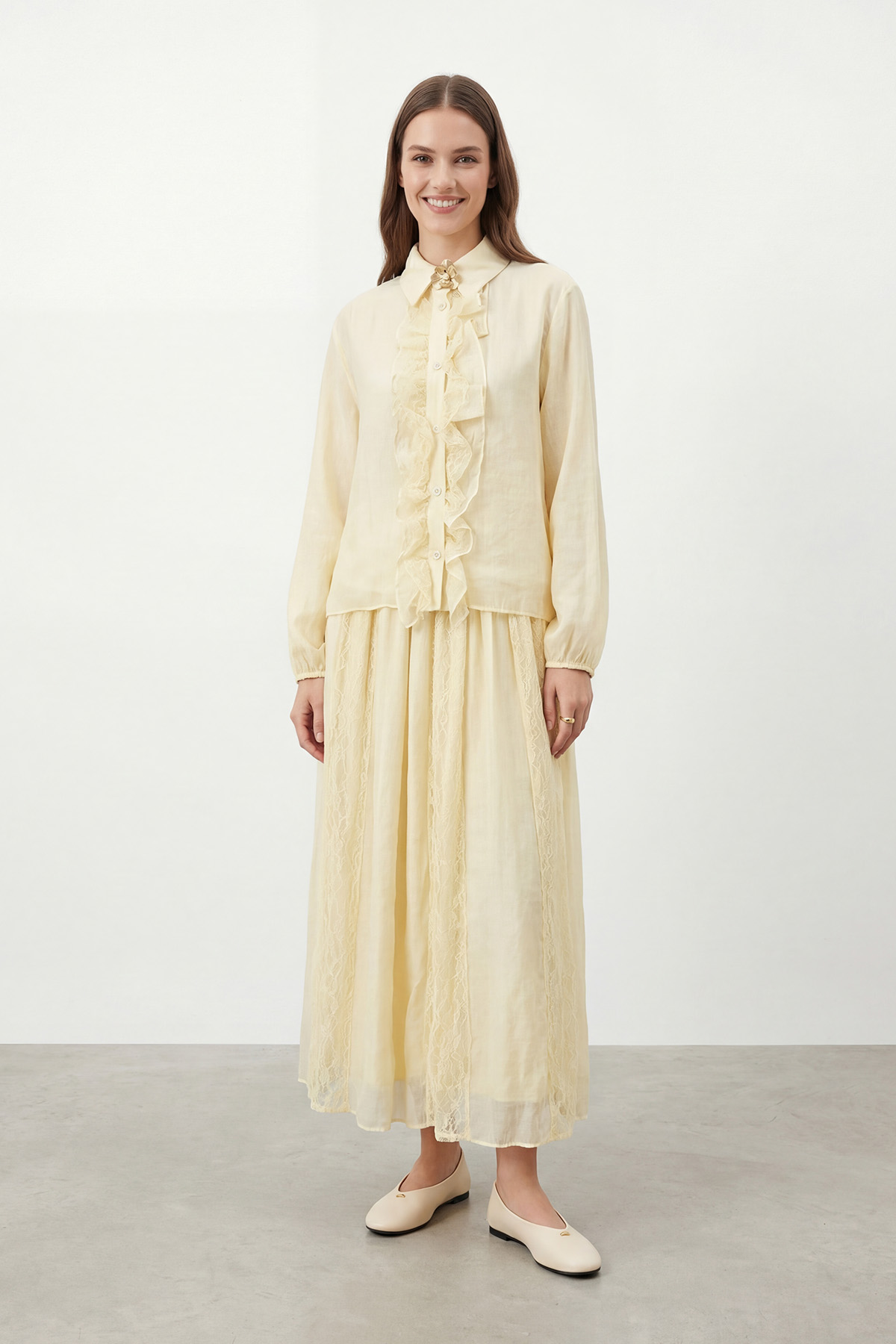 Kadın Dantel Tül Detaylı Etekli Takım – 14467TKS