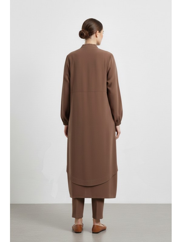 Women's Zip-Up Collar Straight Cut Long Cardigan