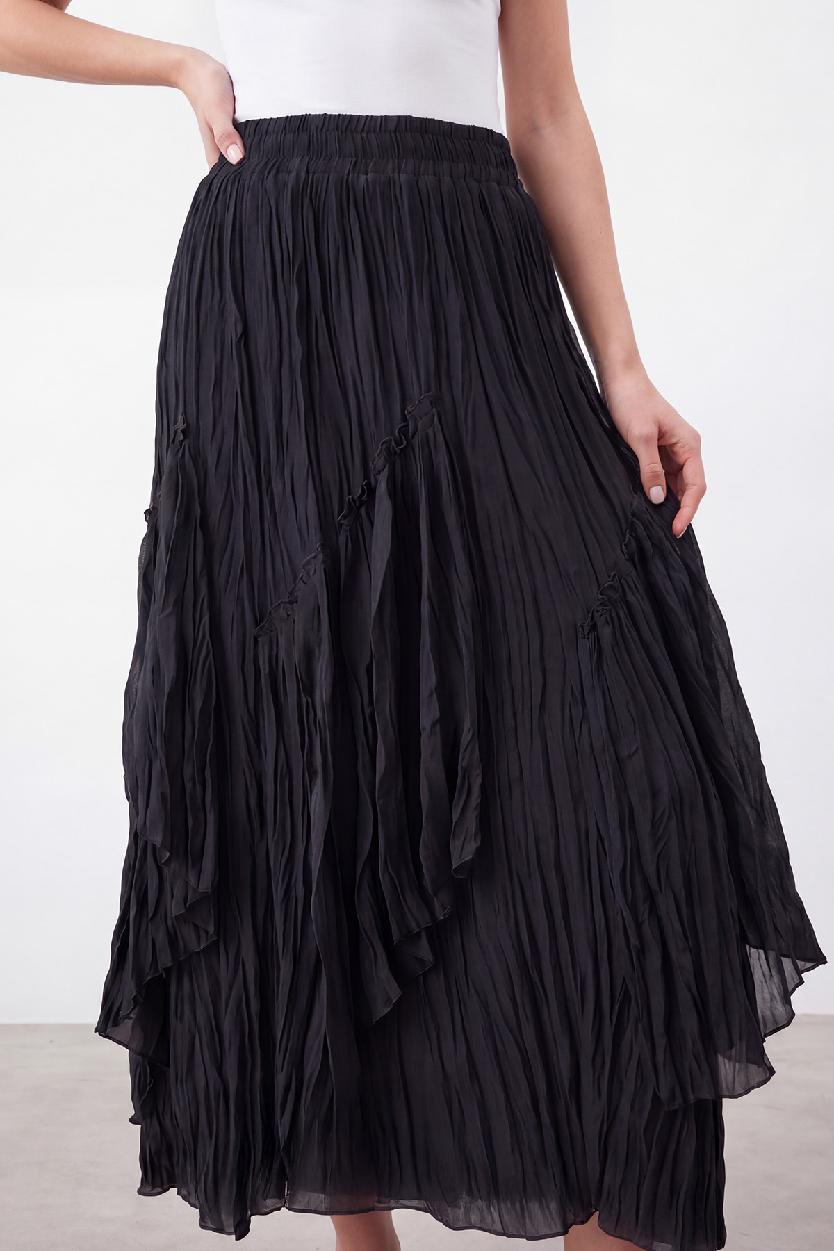 Kadın Kat Kat Volanlı Uzun Etek – 26S-18299ETK