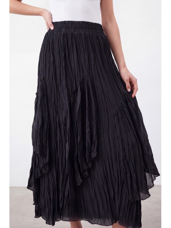 تنورة طويلة مكشكشة متعددة الطبقات للنساء - مقاس 26S