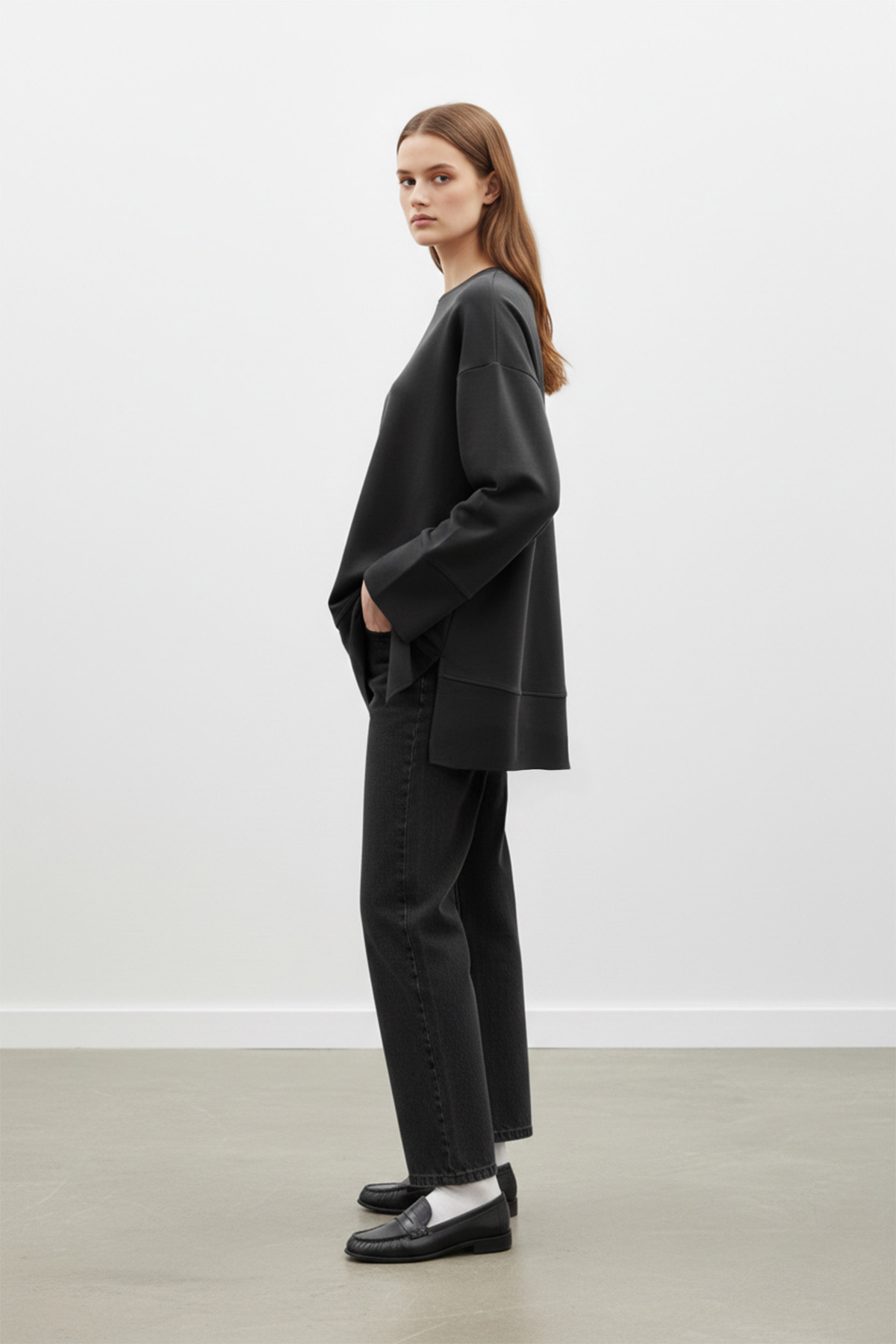 Kadın Bisiklet Yaka Düşük Omuz Örme Tunik -20735TUN