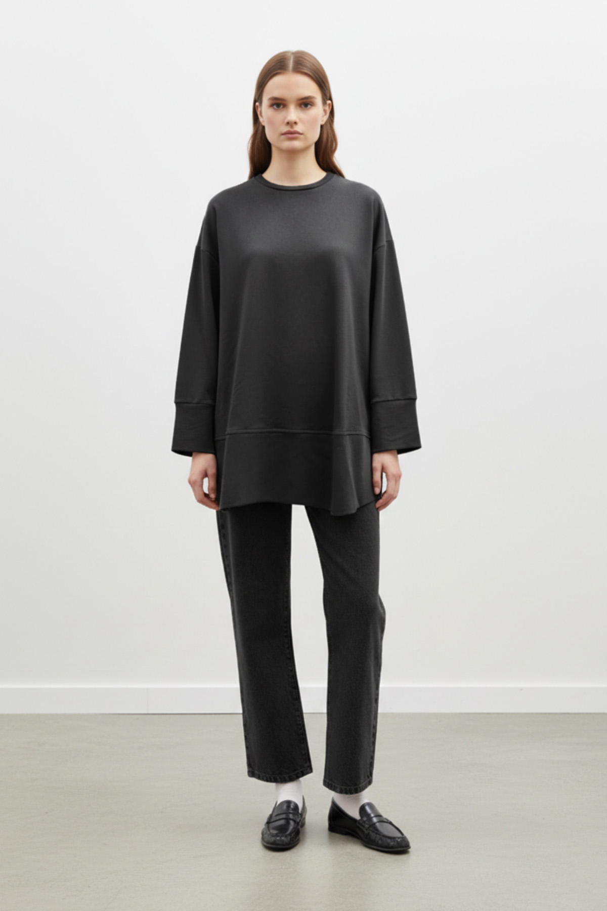 Kadın Bisiklet Yaka Düşük Omuz Örme Tunik -20735TUN