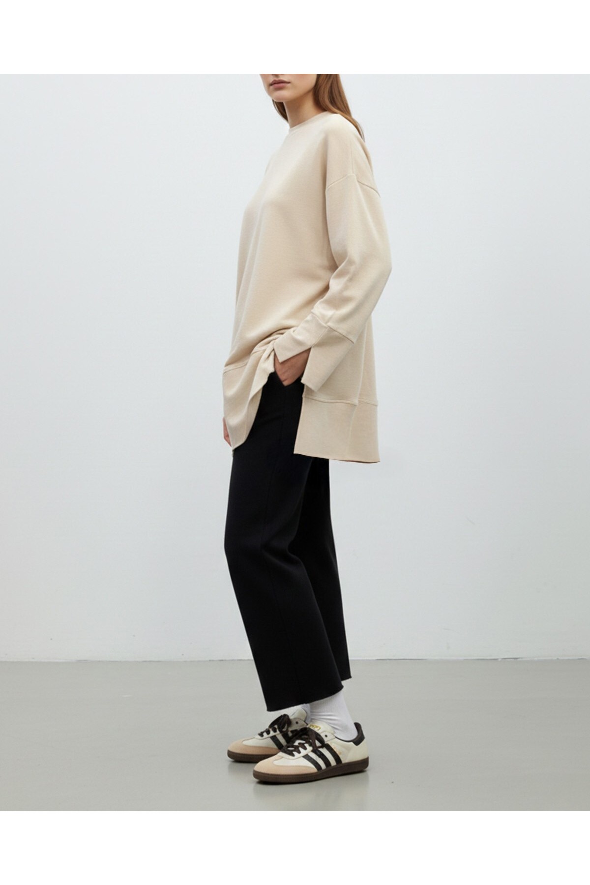 Kadın Bisiklet Yaka Düşük Omuz Örme Tunik -20735TUN