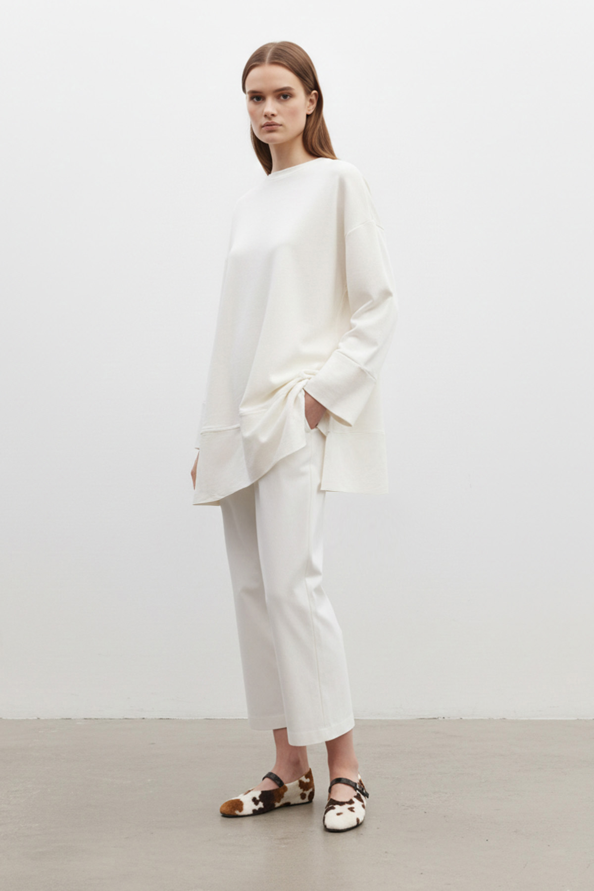 Women's Crew Neck Off-Shoulder Knitted Tunic 