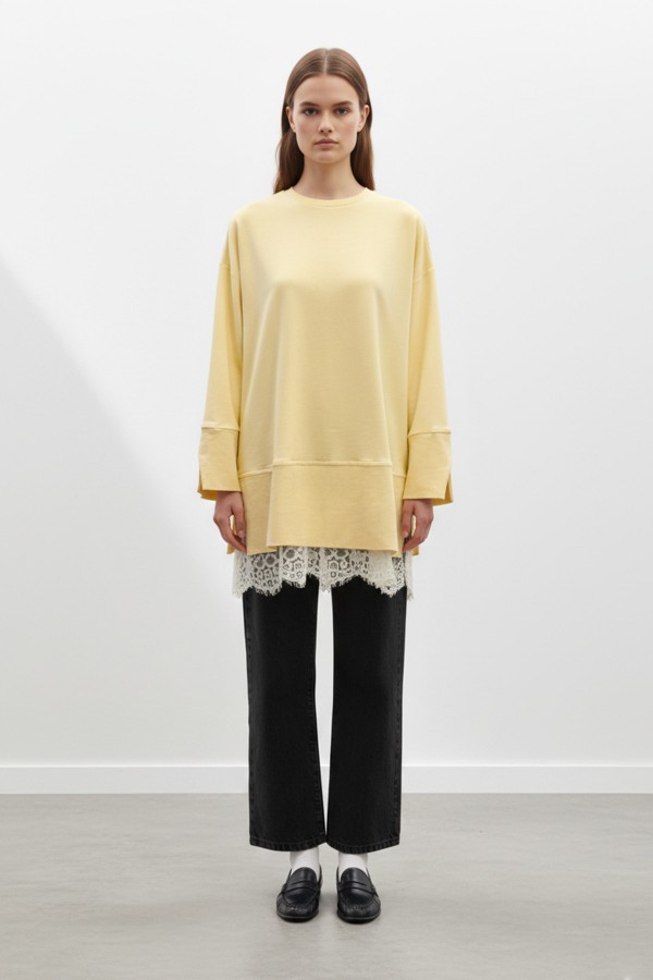 Kadın Bisiklet Yaka Düşük Omuz Örme Tunik -20735TUN