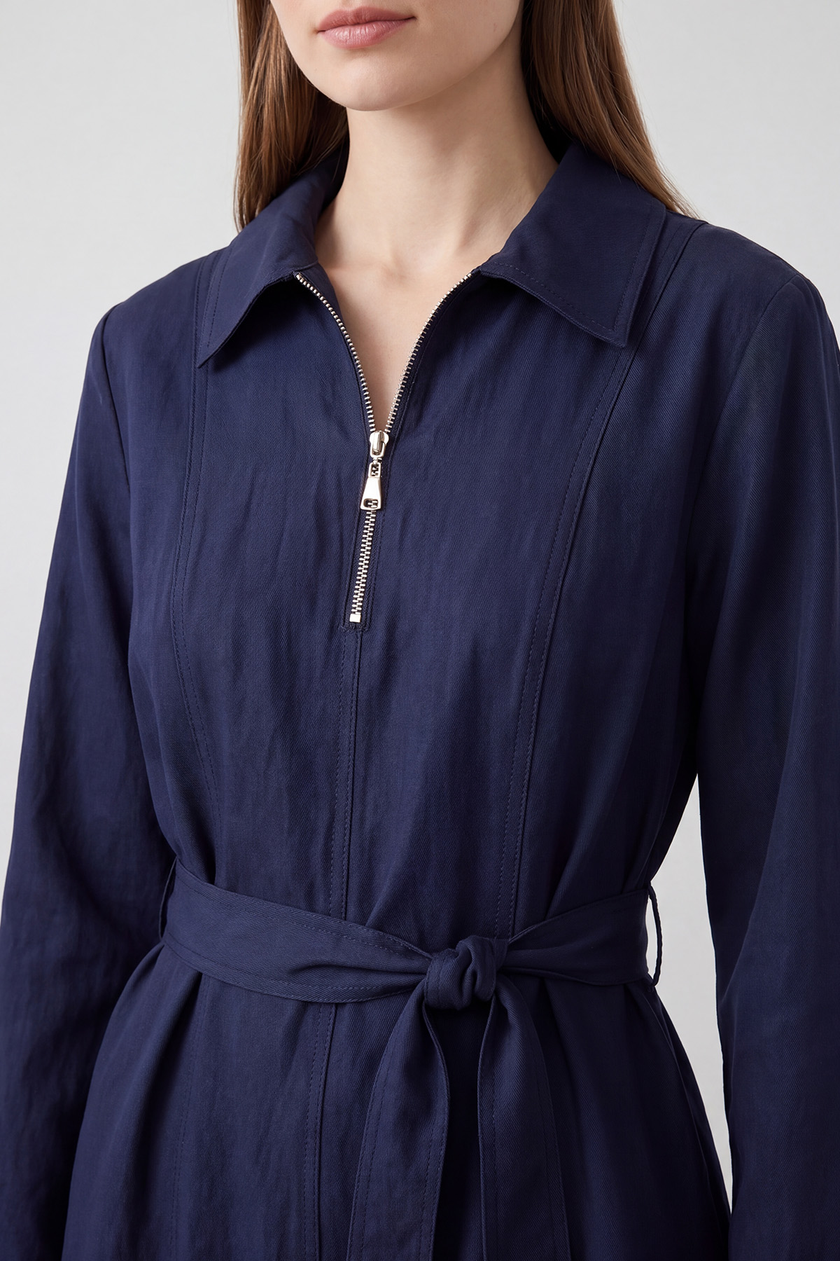 Women's Belted Half-Zip Long Dress – 26S