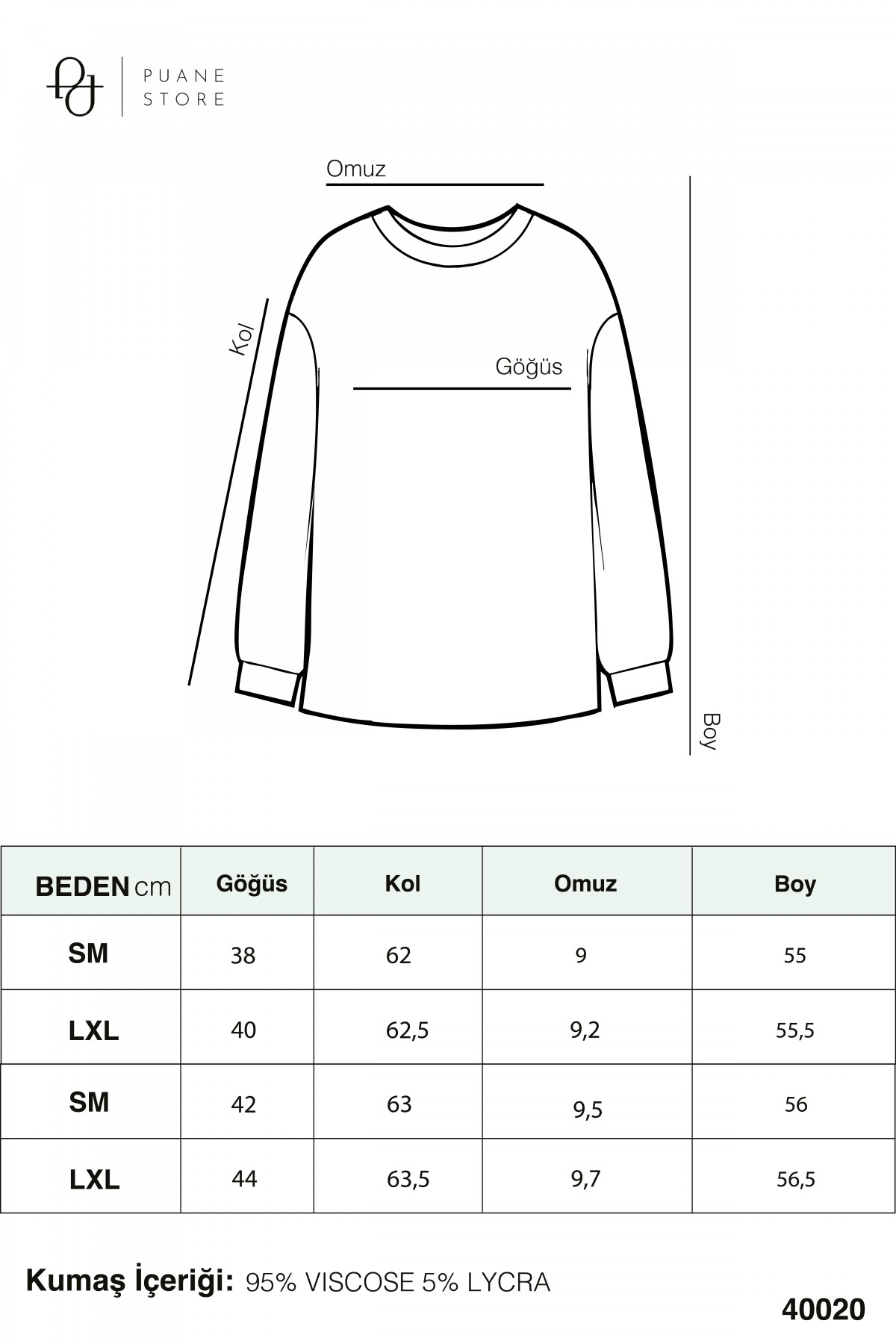 Kadın Parmak Geçirmeli Uzun Kollu Bluz - 40020BLZ