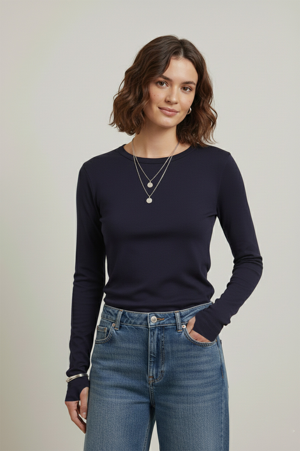 Kadın Parmak Geçirmeli Uzun Kollu Bluz - 40020BLZ