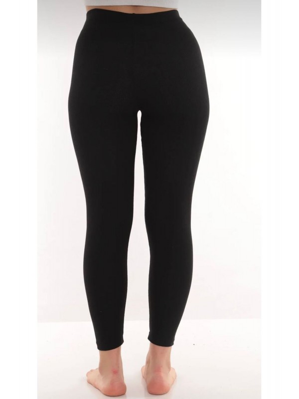 Women's Black Thermal Tights with Ribbed Lining