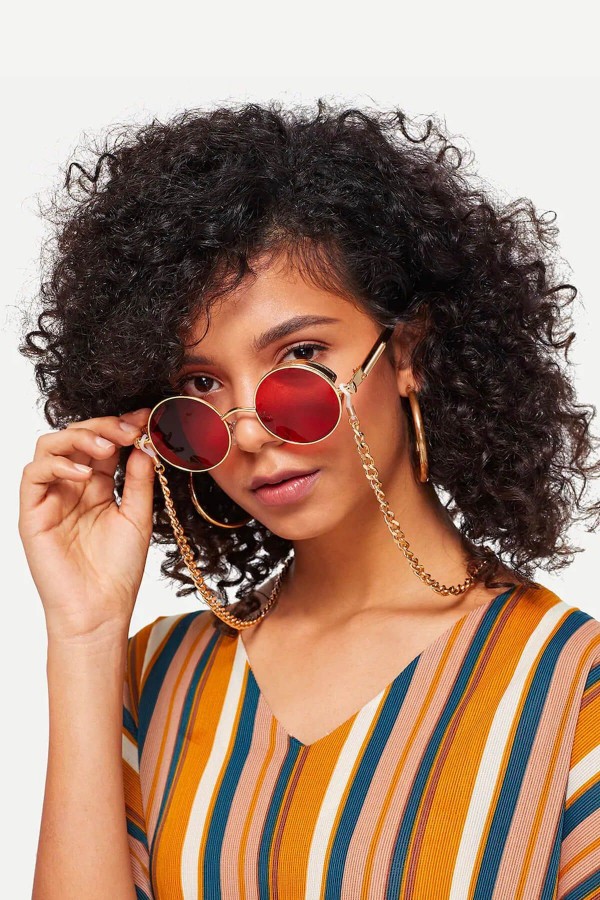 Kadın Gözlük Zinciri  Retro Kalın Gold