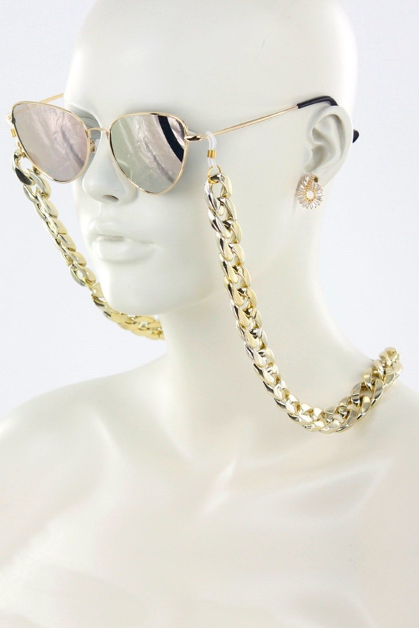 Kadın Gözlük Zinciri  Retro Kalın Gold