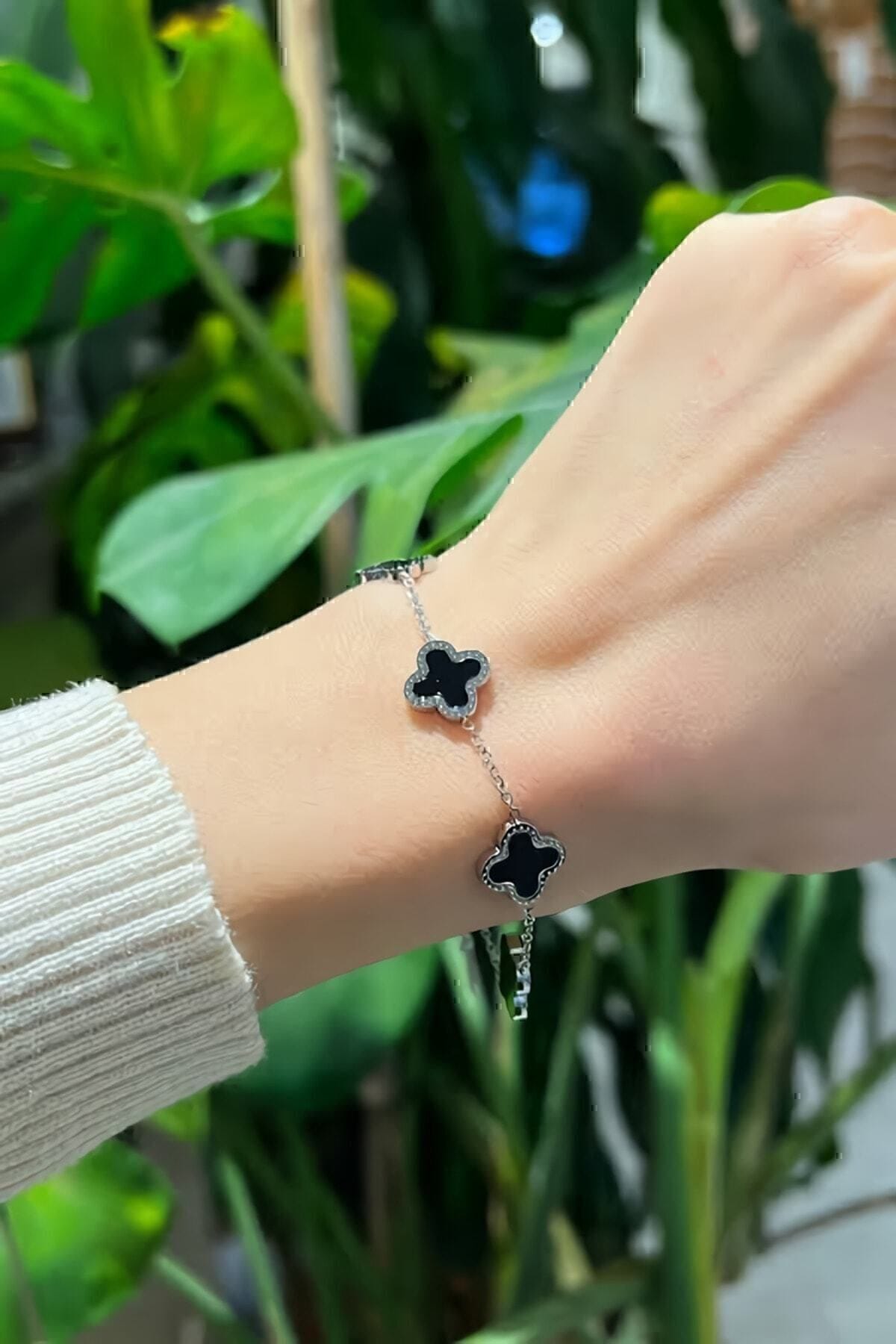 Wholesale Silver Color Black Mother of Pearl Van Cleef Jewelry Bracelet 