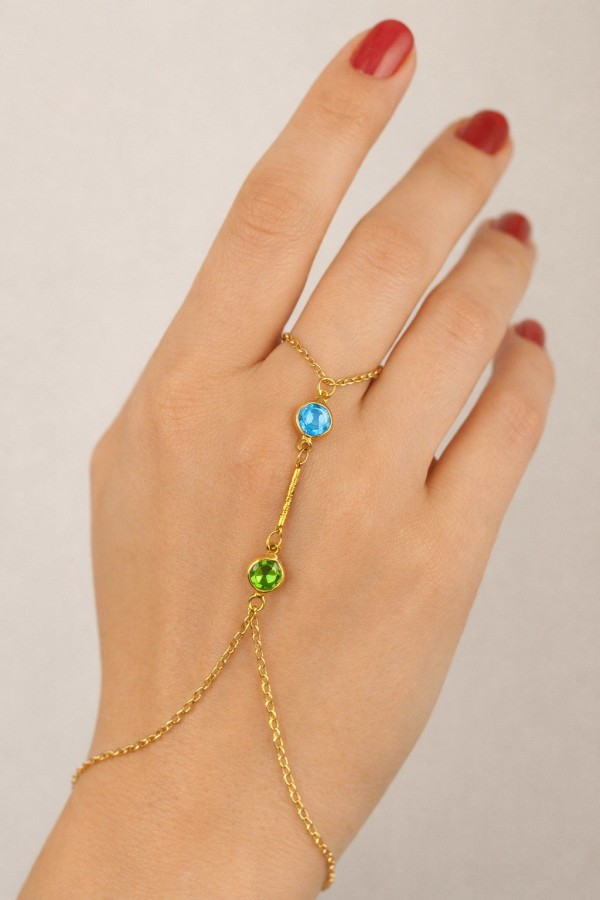 Altın Renk Yuvarlak Zirkon Taş Çelik Şahmeran - 3870