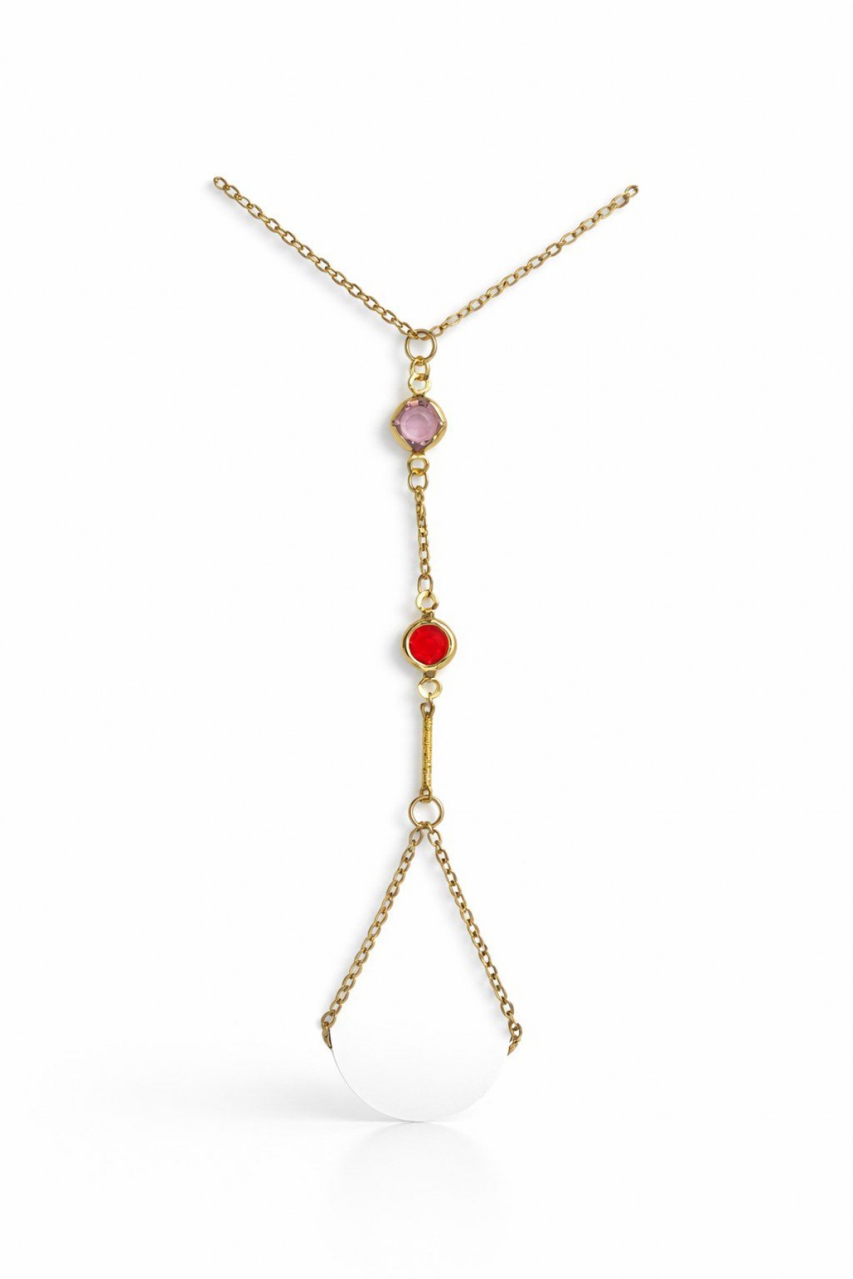 Altın Renk Yuvarlak Zirkon Taş Çelik Şahmeran - 3870