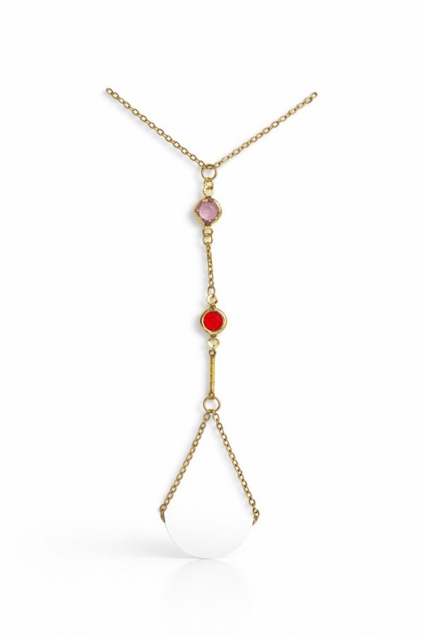 Altın Renk Yuvarlak Zirkon Taş Çelik Şahmeran - 3870