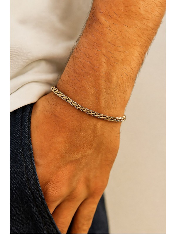 Altın Renk Chavin Angelus Lufigo Unisex Erkek Çelik Zincir  Çelik Bileklik - 3875