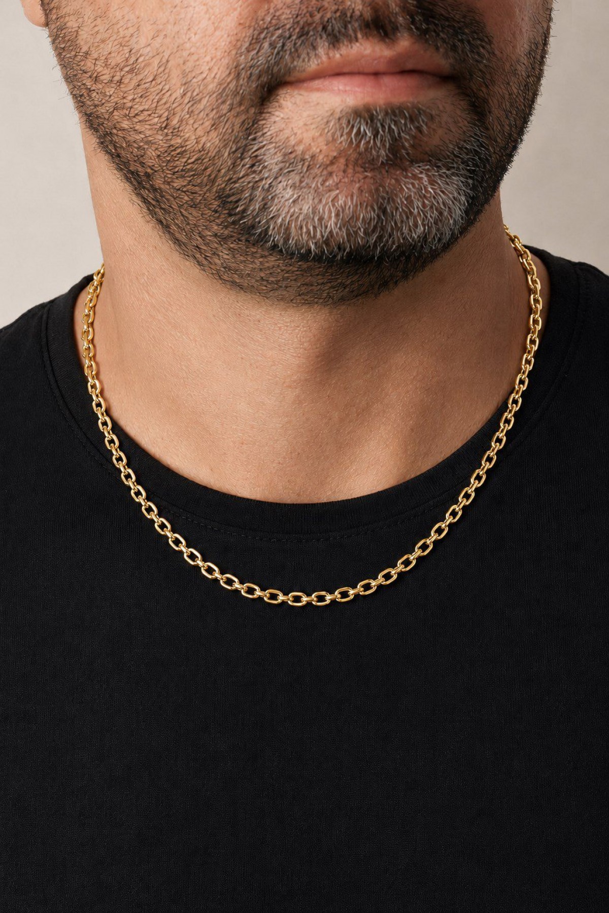 Altın Renk Ezme Zincir Unisex Çelik Kolye - 3917