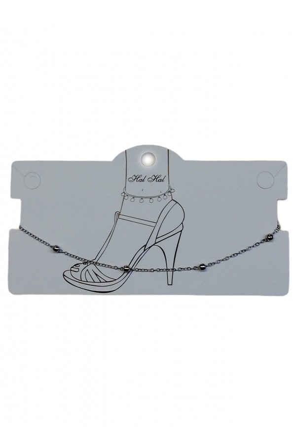 Dorika Top Top Rodyumlu Gümüş  Renk Zincir Halhal