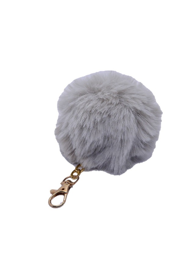 Gümüş Renk Peluş Ponpon Anahtarlık 971