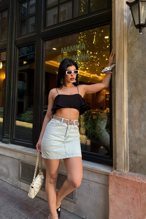 Mini Denim Skirt 1046 Ice Blue - Tinted