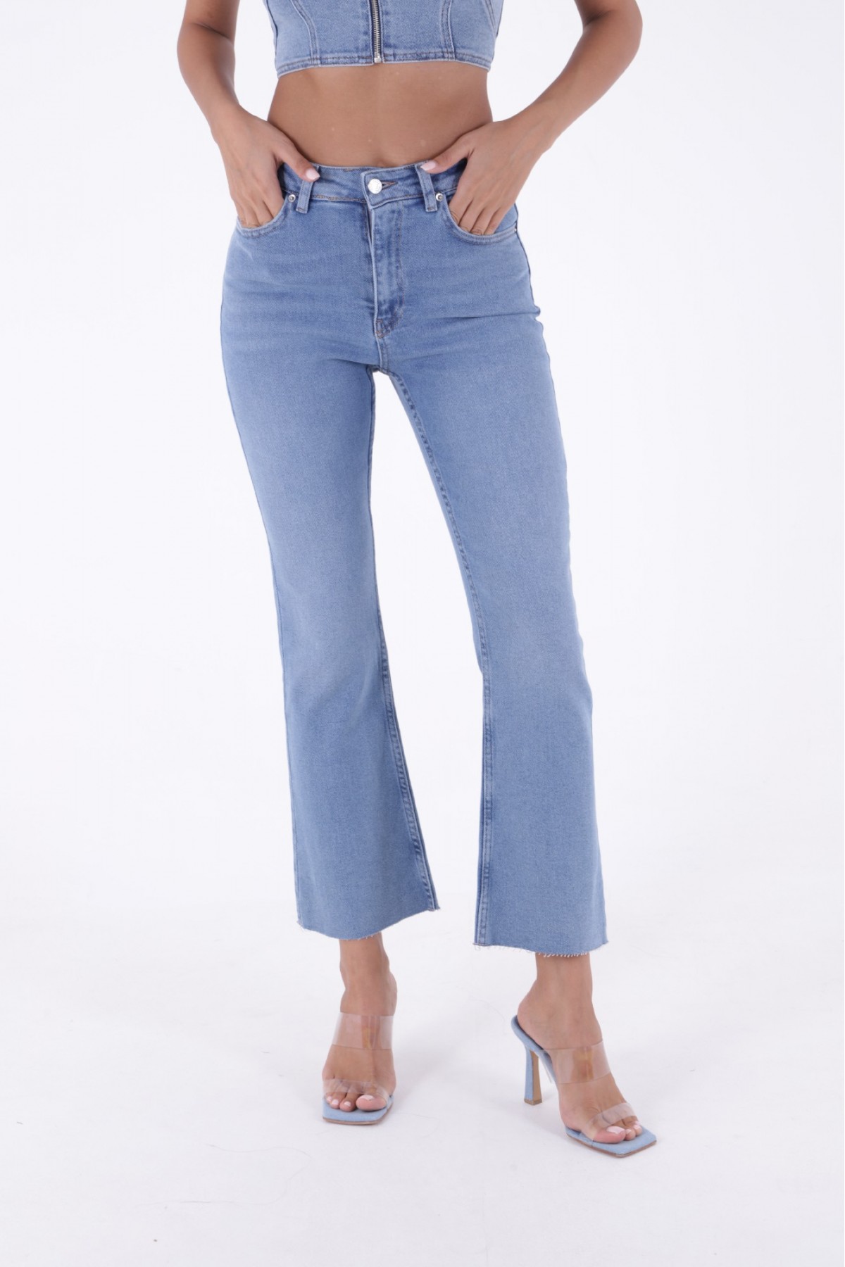 İspanyol Mom Fit Kot Pantolon 1706 Açık Mavi Kot