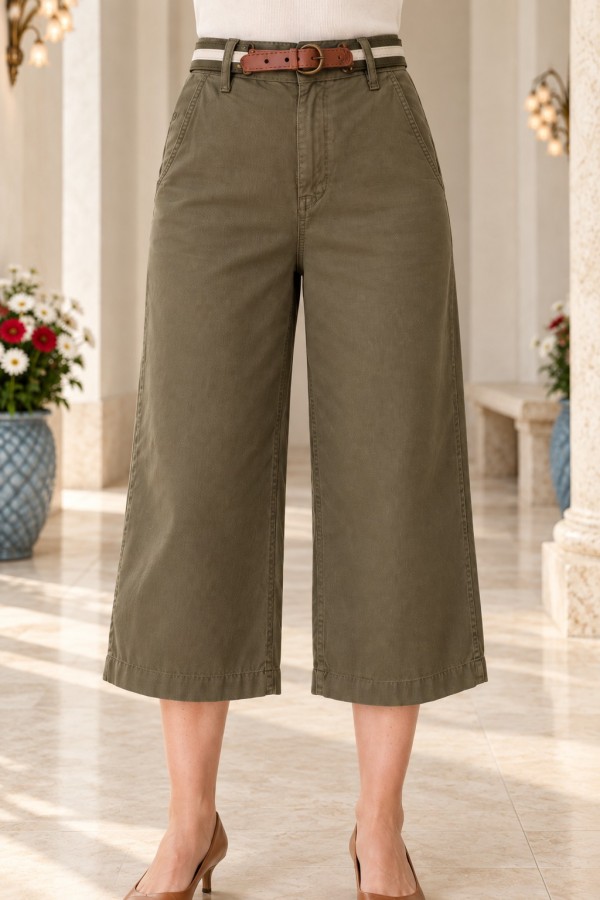 Belted Capri Pants 239 Khaki