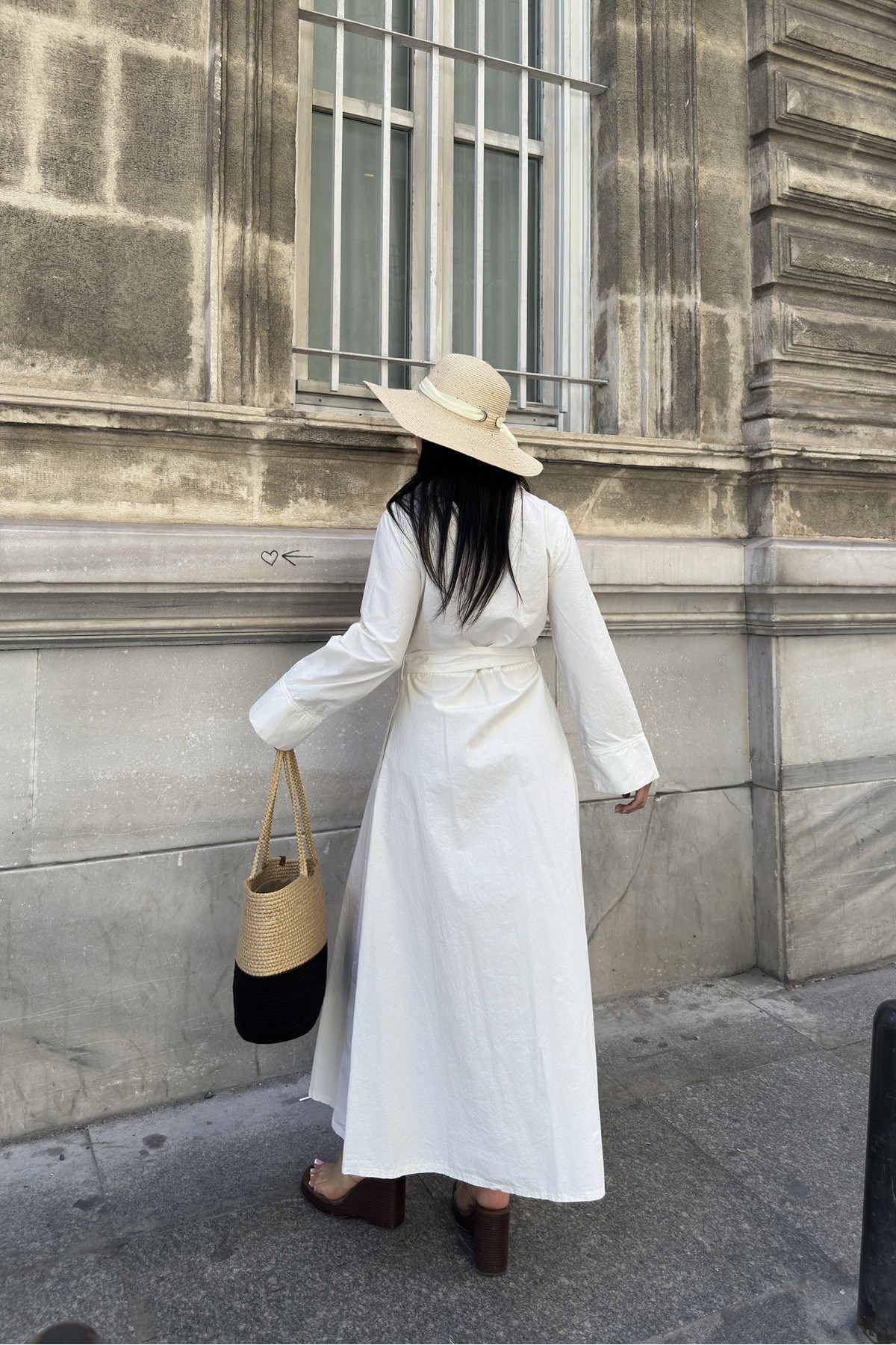 Buttoned Long Denim Dress Natural