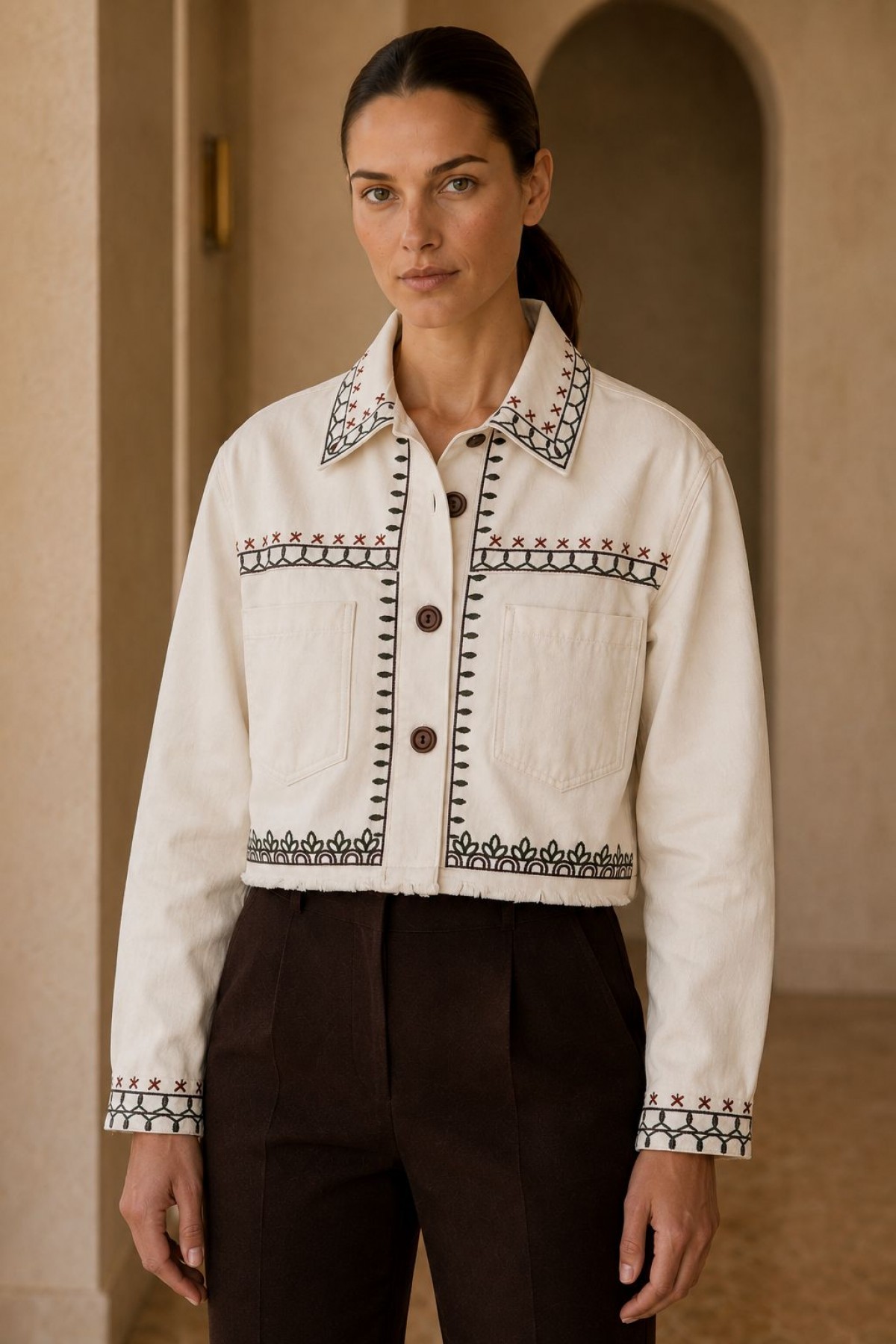 Ethnic Embroidered Jacket 6321 Natural