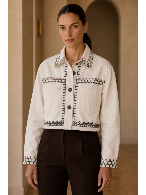 Ethnic Embroidered Jacket 6321 Natural
